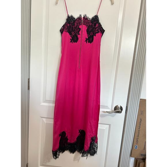 Alice & Olivia Luna Silk Slip Dress Lace Hot Fuchsia Size XS Chic 90s Babydoll - Picture 13 of 16